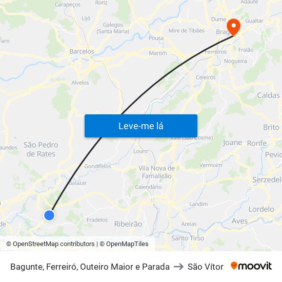 Bagunte, Ferreiró, Outeiro Maior e Parada to São Vítor map