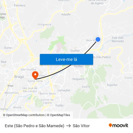 Este (São Pedro e São Mamede) to São Vítor map