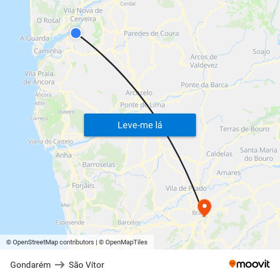 Gondarém to São Vítor map