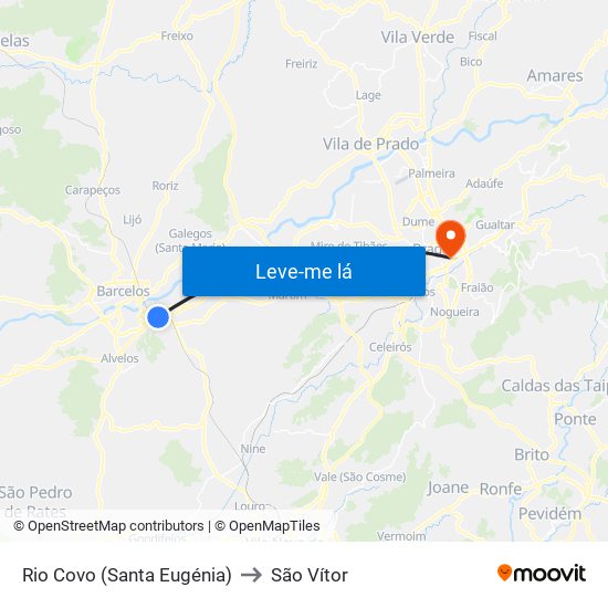 Rio Covo (Santa Eugénia) to São Vítor map