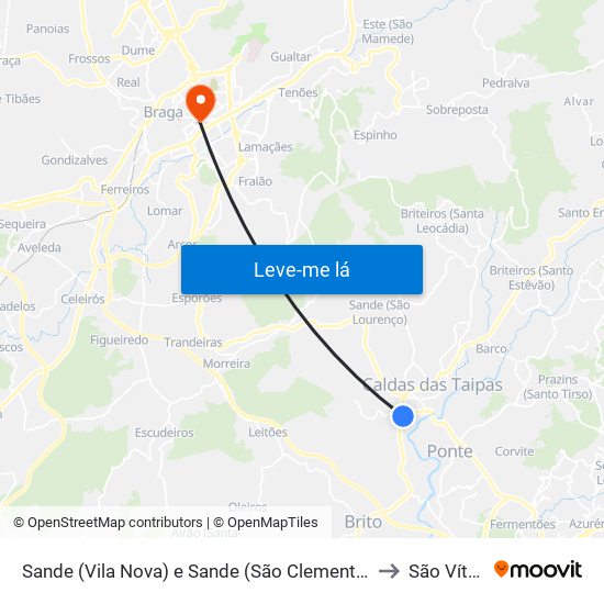 Sande (Vila Nova) e Sande (São Clemente) to São Vítor map