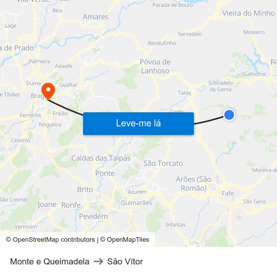 Monte e Queimadela to São Vítor map