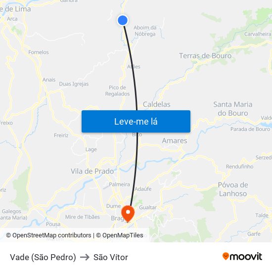 Vade (São Pedro) to São Vítor map