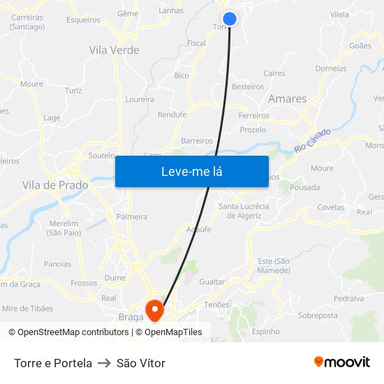 Torre e Portela to São Vítor map