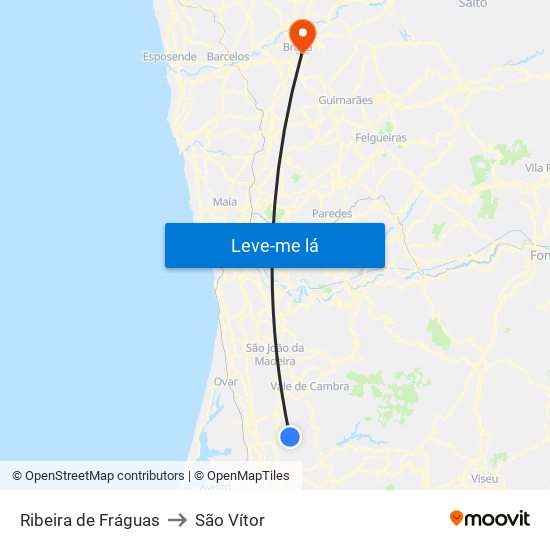 Ribeira de Fráguas to São Vítor map