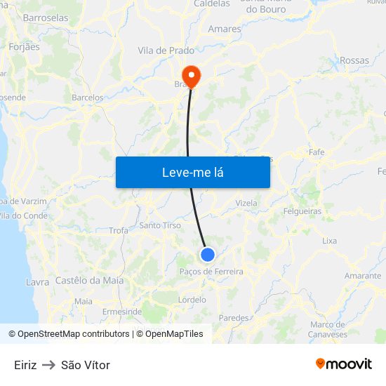 Eiriz to São Vítor map
