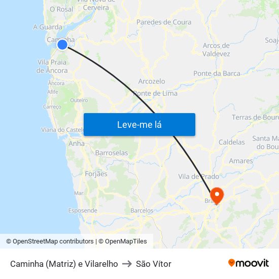 Caminha (Matriz) e Vilarelho to São Vítor map