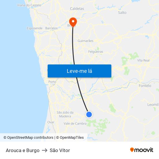 Arouca e Burgo to São Vítor map