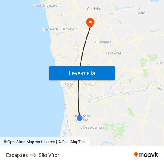 Escapães to São Vítor map