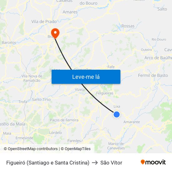 Figueiró (Santiago e Santa Cristina) to São Vítor map