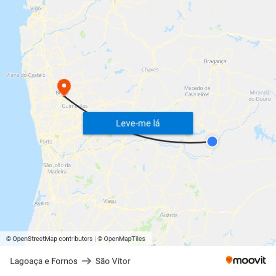 Lagoaça e Fornos to São Vítor map