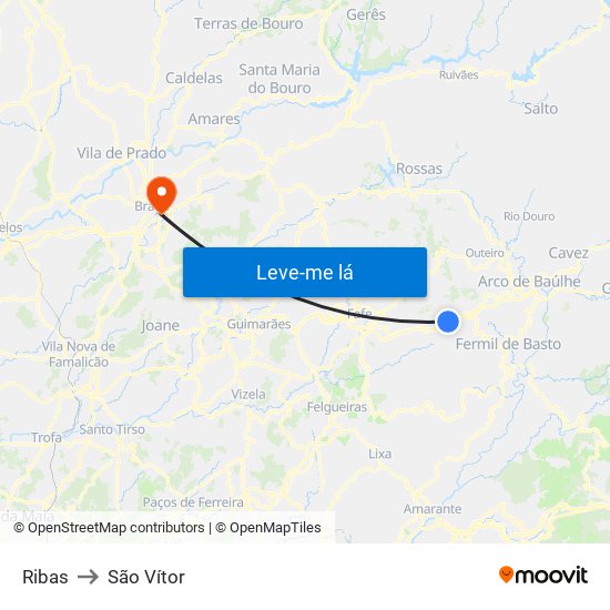 Ribas to São Vítor map
