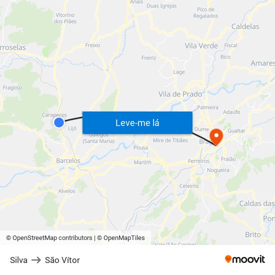 Silva to São Vítor map