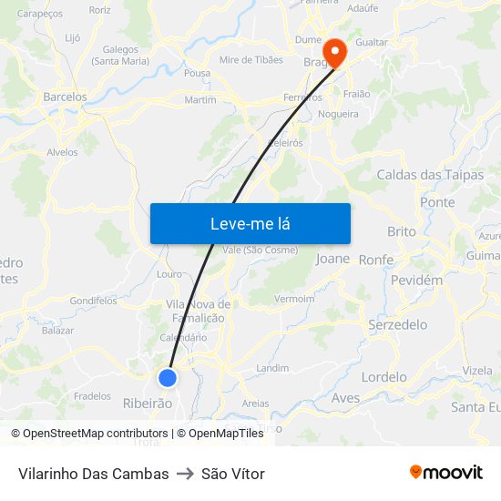 Vilarinho Das Cambas to São Vítor map