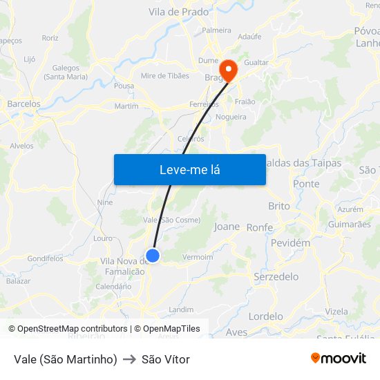 Vale (São Martinho) to São Vítor map