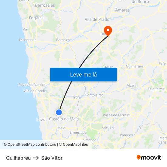 Guilhabreu to São Vítor map