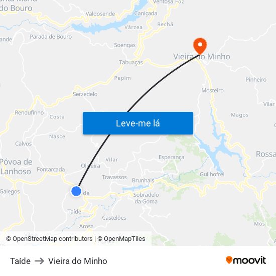 Taíde to Vieira do Minho map