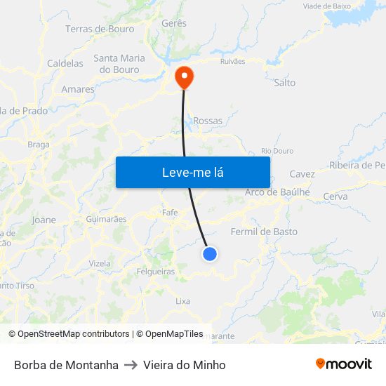 Borba de Montanha to Vieira do Minho map