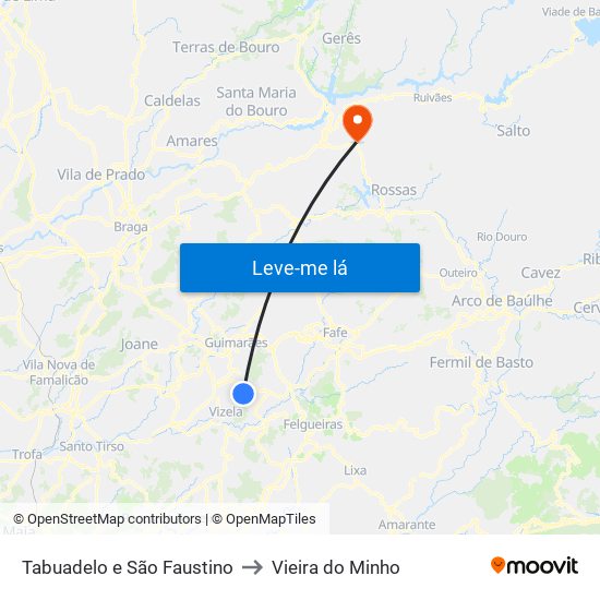 Tabuadelo e São Faustino to Vieira do Minho map