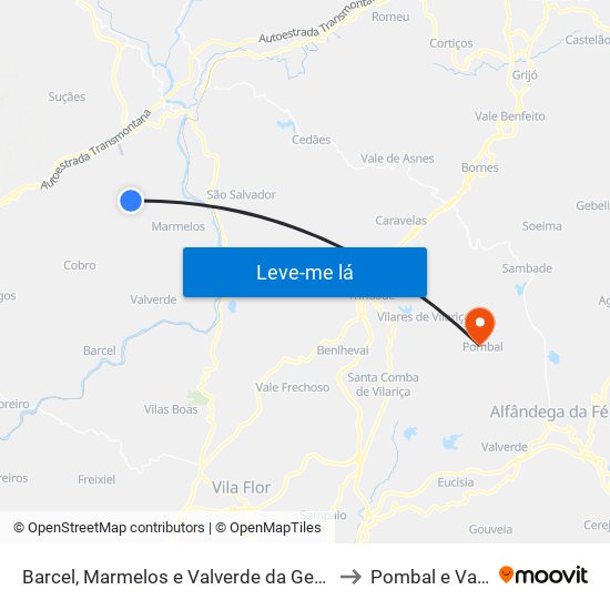 Barcel, Marmelos e Valverde da Gestosa to Pombal e Vales map