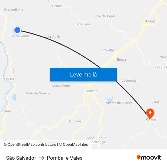 São Salvador to Pombal e Vales map