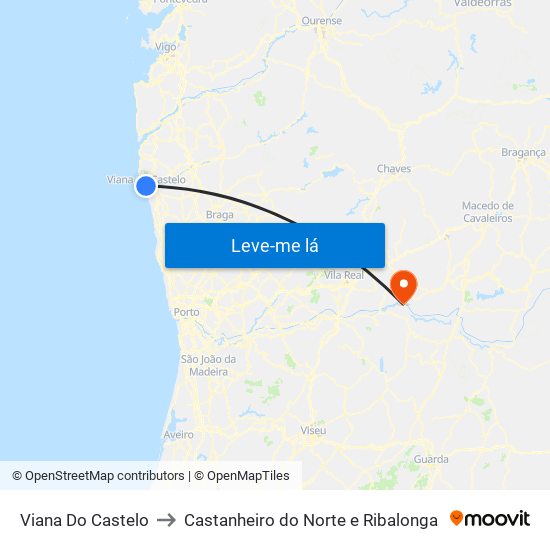 Viana Do Castelo to Castanheiro do Norte e Ribalonga map