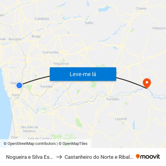 Nogueira e Silva Escura to Castanheiro do Norte e Ribalonga map