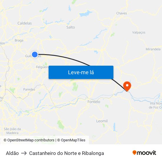 Aldão to Castanheiro do Norte e Ribalonga map