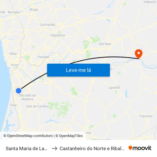 Santa Maria de Lamas to Castanheiro do Norte e Ribalonga map