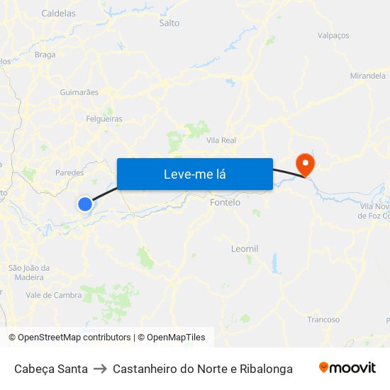 Cabeça Santa to Castanheiro do Norte e Ribalonga map