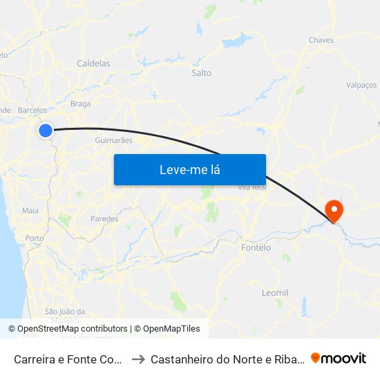 Carreira e Fonte Coberta to Castanheiro do Norte e Ribalonga map