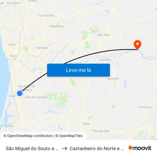 São Miguel do Souto e Mosteirô to Castanheiro do Norte e Ribalonga map