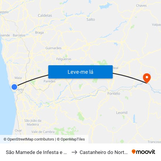 São Mamede de Infesta e Senhora da Hora to Castanheiro do Norte e Ribalonga map