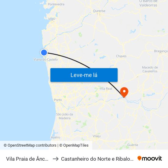 Vila Praia de Âncora to Castanheiro do Norte e Ribalonga map