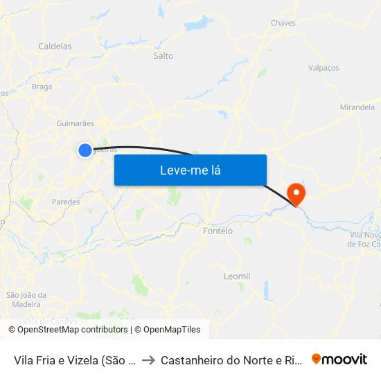 Vila Fria e Vizela (São Jorge) to Castanheiro do Norte e Ribalonga map