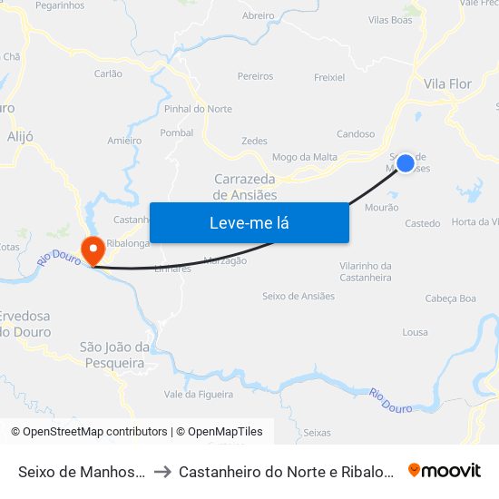 Seixo de Manhoses to Castanheiro do Norte e Ribalonga map