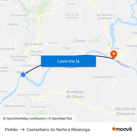 Pinhão to Castanheiro do Norte e Ribalonga map