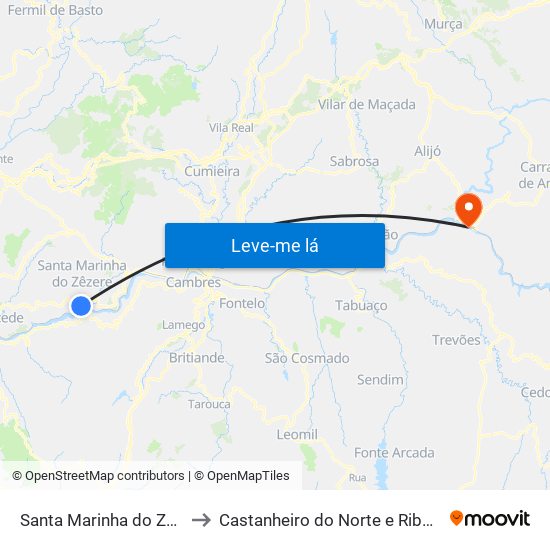 Santa Marinha do Zêzere to Castanheiro do Norte e Ribalonga map