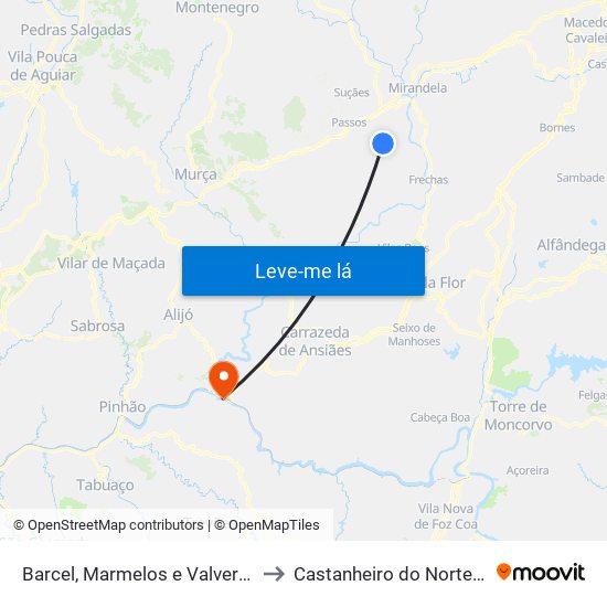 Barcel, Marmelos e Valverde da Gestosa to Castanheiro do Norte e Ribalonga map