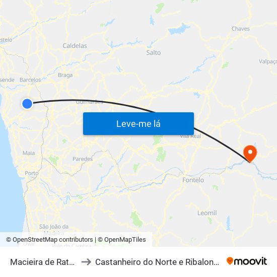 Macieira de Rates to Castanheiro do Norte e Ribalonga map