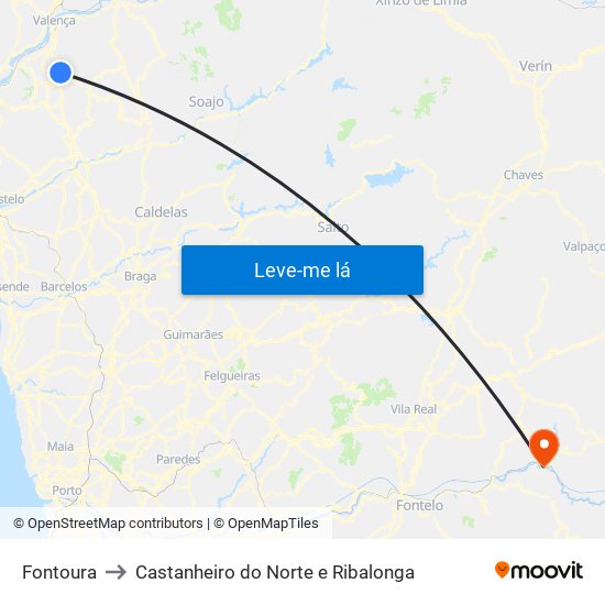 Fontoura to Castanheiro do Norte e Ribalonga map