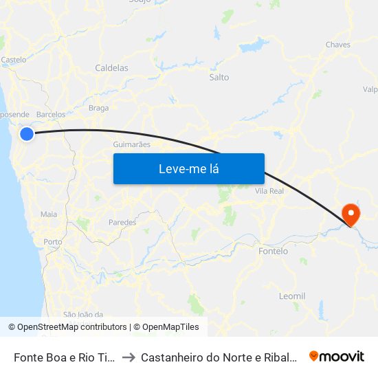 Fonte Boa e Rio Tinto to Castanheiro do Norte e Ribalonga map