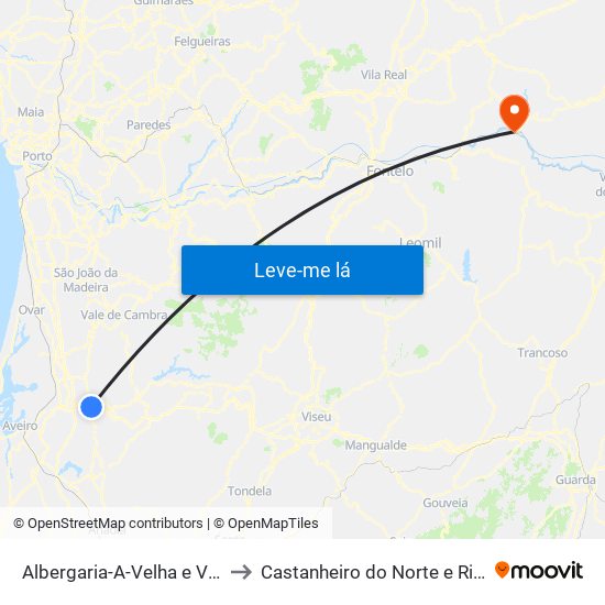 Albergaria-A-Velha e Valmaior to Castanheiro do Norte e Ribalonga map