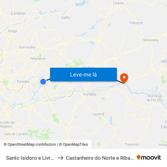 Santo Isidoro e Livração to Castanheiro do Norte e Ribalonga map