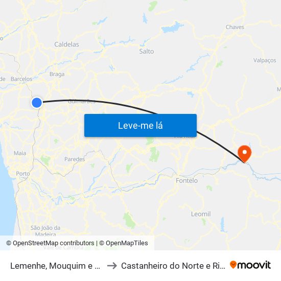 Lemenhe, Mouquim e Jesufrei to Castanheiro do Norte e Ribalonga map