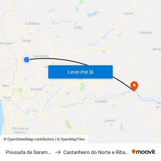 Pousada de Saramagos to Castanheiro do Norte e Ribalonga map