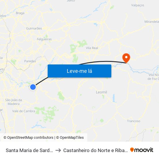 Santa Maria de Sardoura to Castanheiro do Norte e Ribalonga map