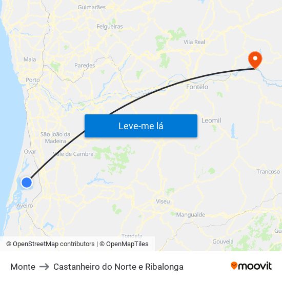 Monte to Castanheiro do Norte e Ribalonga map