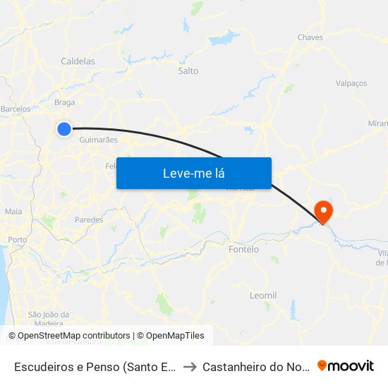 Escudeiros e Penso (Santo Estêvão e São Vicente) to Castanheiro do Norte e Ribalonga map