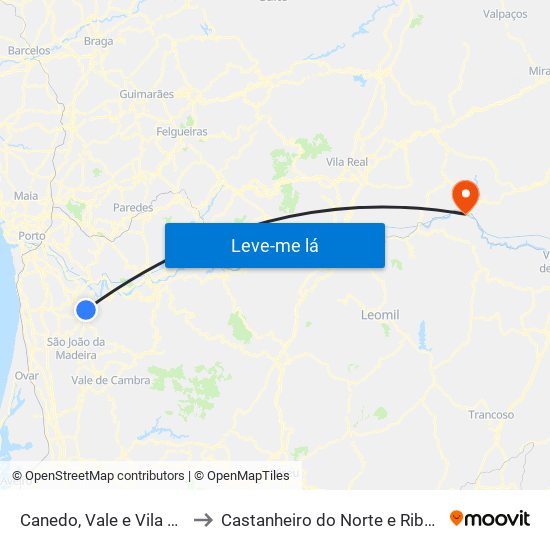 Canedo, Vale e Vila Maior to Castanheiro do Norte e Ribalonga map